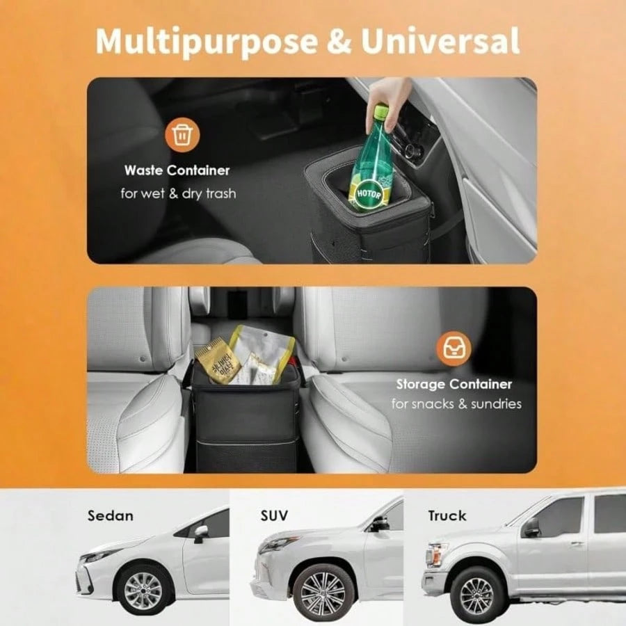 Portable Car Trash Can With Lid, Foldable Storage Bag, Multi-Functional Car Hanging Bag, Waterproof Car Trash Can, For Storage And Organization, A Must-Have For Travel.