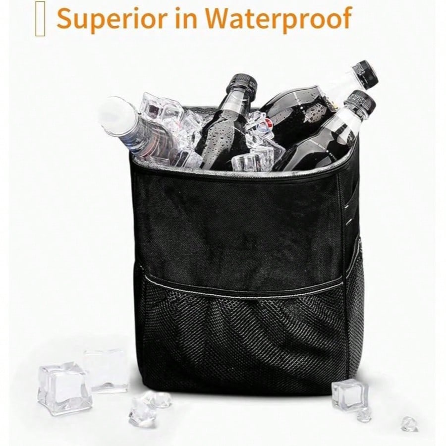 Portable Car Trash Can With Lid, Foldable Storage Bag, Multi-Functional Car Hanging Bag, Waterproof Car Trash Can, For Storage And Organization, A Must-Have For Travel.