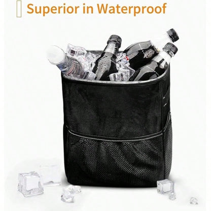 Portable Car Trash Can With Lid, Foldable Storage Bag, Multi-Functional Car Hanging Bag, Waterproof Car Trash Can, For Storage And Organization, A Must-Have For Travel.