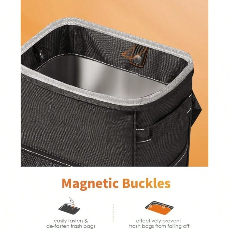 Portable Car Trash Can With Lid, Foldable Storage Bag, Multi-Functional Car Hanging Bag, Waterproof Car Trash Can, For Storage And Organization, A Must-Have For Travel.