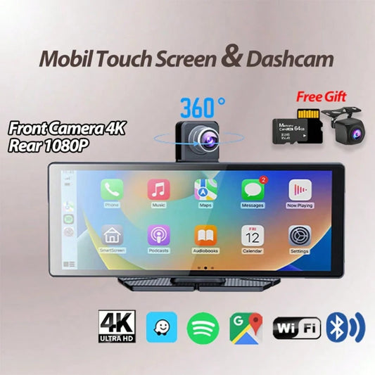 Portable Carplay Screen For Car, 7 Inch IPS Touchscreen Car Stereo Support Wireless Carplay Android Auto Autoradio Support MirrorLink FM AUX