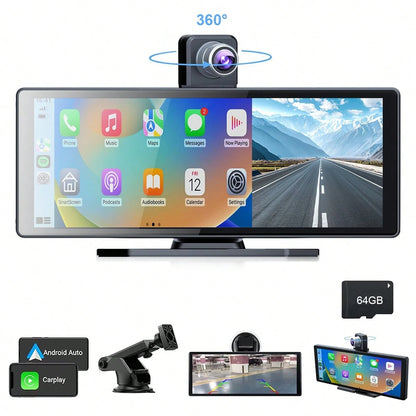 Portable Carplay Screen For Car, 7 Inch IPS Touchscreen Car Stereo Support Wireless Carplay Android Auto Autoradio Support MirrorLink FM AUX
