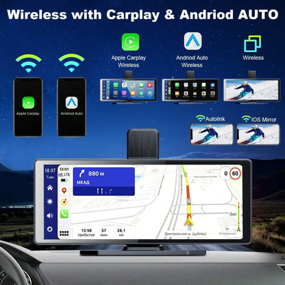 Portable Carplay Screen For Car, 7 Inch IPS Touchscreen Car Stereo Support Wireless Carplay Android Auto Autoradio Support MirrorLink FM AUX