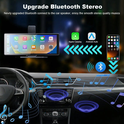 Portable Carplay Screen For Car, 7 Inch IPS Touchscreen Car Stereo Support Wireless Carplay Android Auto Autoradio Support MirrorLink FM AUX