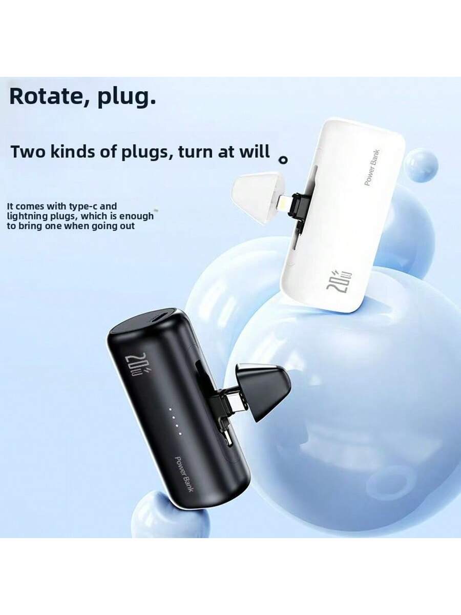 Portable Charger Compatible With IPhone With 2-In-1 Connector, 5000mAh Small Power Bank, Fast Charging Compatible With IPhone 16/15/14/13/12/11 Series, S25/24, Android, Suitable For Summer Holiday Out
