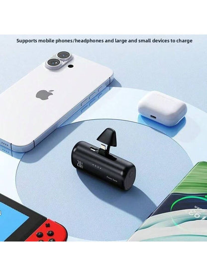 Portable Charger Compatible With IPhone With 2-In-1 Connector, 5000mAh Small Power Bank, Fast Charging Compatible With IPhone 16/15/14/13/12/11 Series, S25/24, Android, Suitable For Summer Holiday Out
