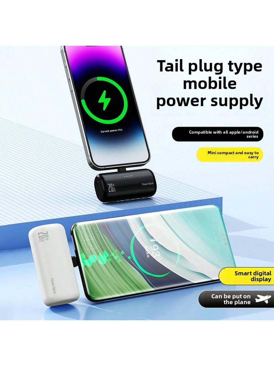 Portable Charger Compatible With IPhone With 2-In-1 Connector, 5000mAh Small Power Bank, Fast Charging Compatible With IPhone 16/15/14/13/12/11 Series, S25/24, Android, Suitable For Summer Holiday Out
