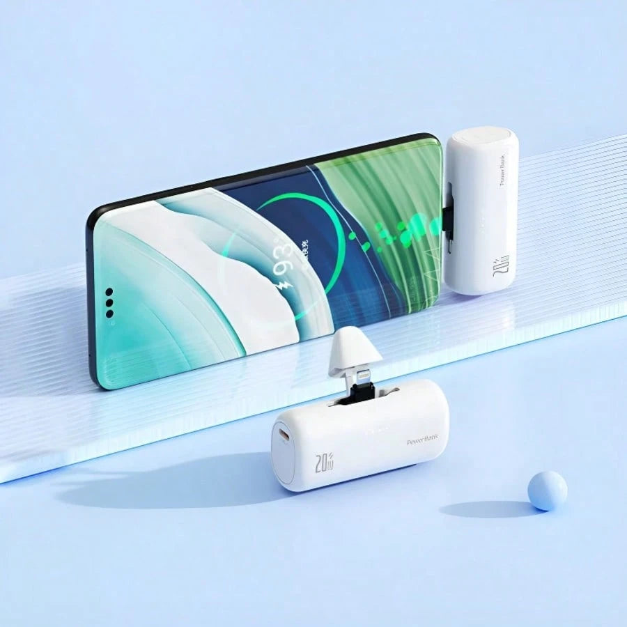 Portable Charger Compatible With IPhone With 2-In-1 Connector, 5000mAh Small Power Bank, Fast Charging Compatible With IPhone 16/15/14/13/12/11 Series, S25/24, Android, Suitable For Summer Holiday Out