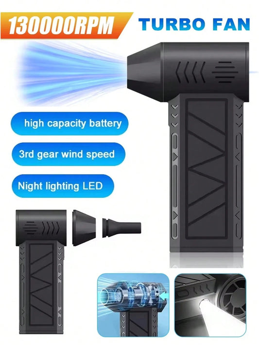 Portable Compressed Air Blower, Electric Duster Blower With Adjustable Wind Speed, Mini Cordless Turbine Jet Fan High-Powered Dust Cleaner For Car, Computer, Keyboard, Home And Outdoor Use