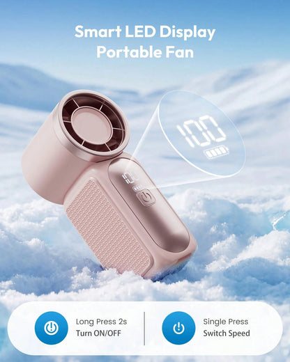 Portable Handheld Mini Fan, 6 Speeds 16900 RPM High Velocity Personal Fan With LED Display, USB Rechargeable, Mini Fan With Lanyard For Makeup, Travel, Outdoor For Women Girl Gift, Black