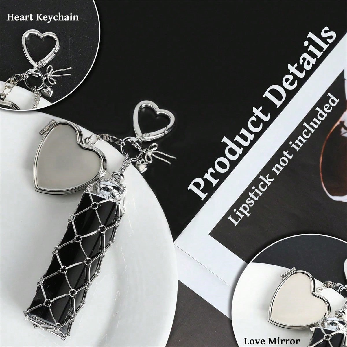 Portable Lipstick Storage Pendant With Mini Mirror, Fashion Hanging Storage Rack, Portable Cosmetic Storage Accessory