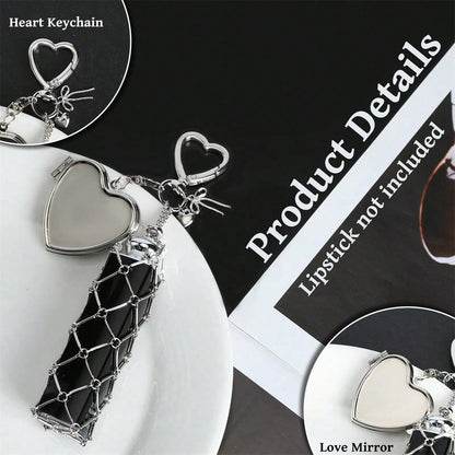 Portable Lipstick Storage Pendant With Mini Mirror, Fashion Hanging Storage Rack, Portable Cosmetic Storage Accessory