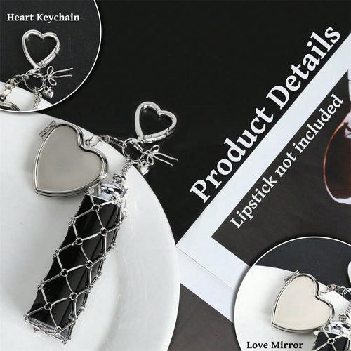 Portable Lipstick Storage Pendant With Mini Mirror, Fashion Hanging Storage Rack, Portable Cosmetic Storage Accessory