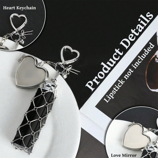 Portable Lipstick Storage Pendant With Mini Mirror, Fashion Hanging Storage Rack, Portable Cosmetic Storage Accessory