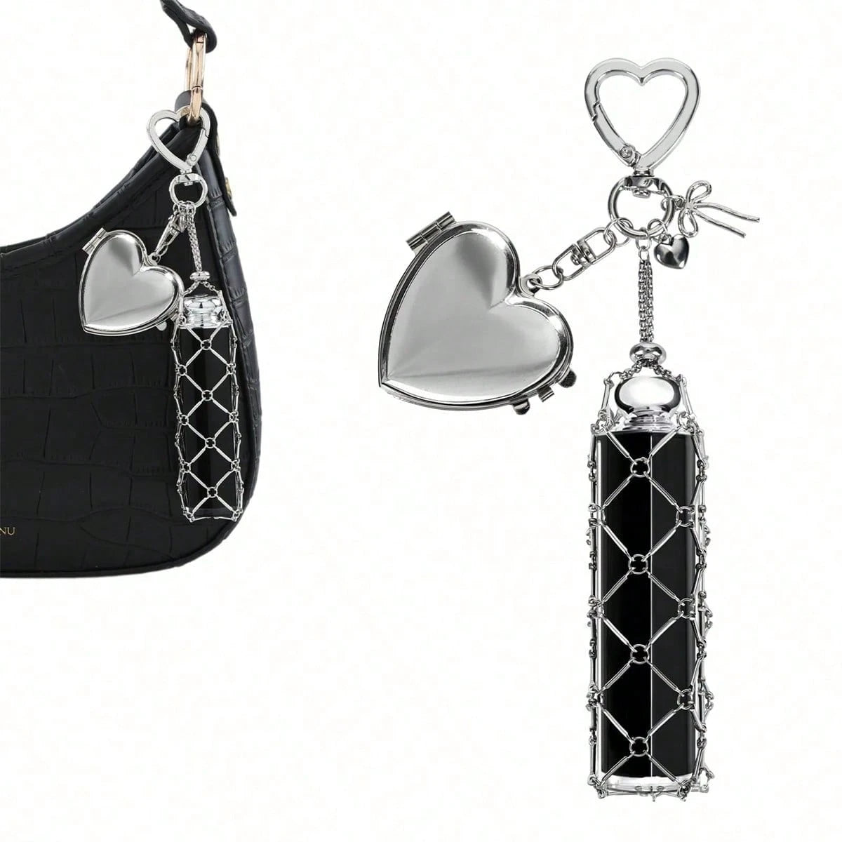 Portable Lipstick Storage Pendant With Mini Mirror, Fashion Hanging Storage Rack, Portable Cosmetic Storage Accessory