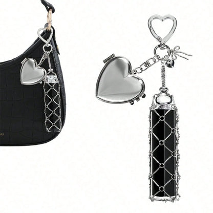 Portable Lipstick Storage Pendant With Mini Mirror, Fashion Hanging Storage Rack, Portable Cosmetic Storage Accessory