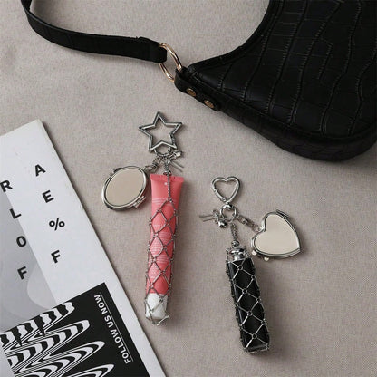 Portable Lipstick Storage Pendant With Mini Mirror, Fashion Hanging Storage Rack, Portable Cosmetic Storage Accessory