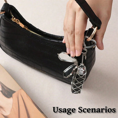 Portable Lipstick Storage Pendant With Mini Mirror, Fashion Hanging Storage Rack, Portable Cosmetic Storage Accessory
