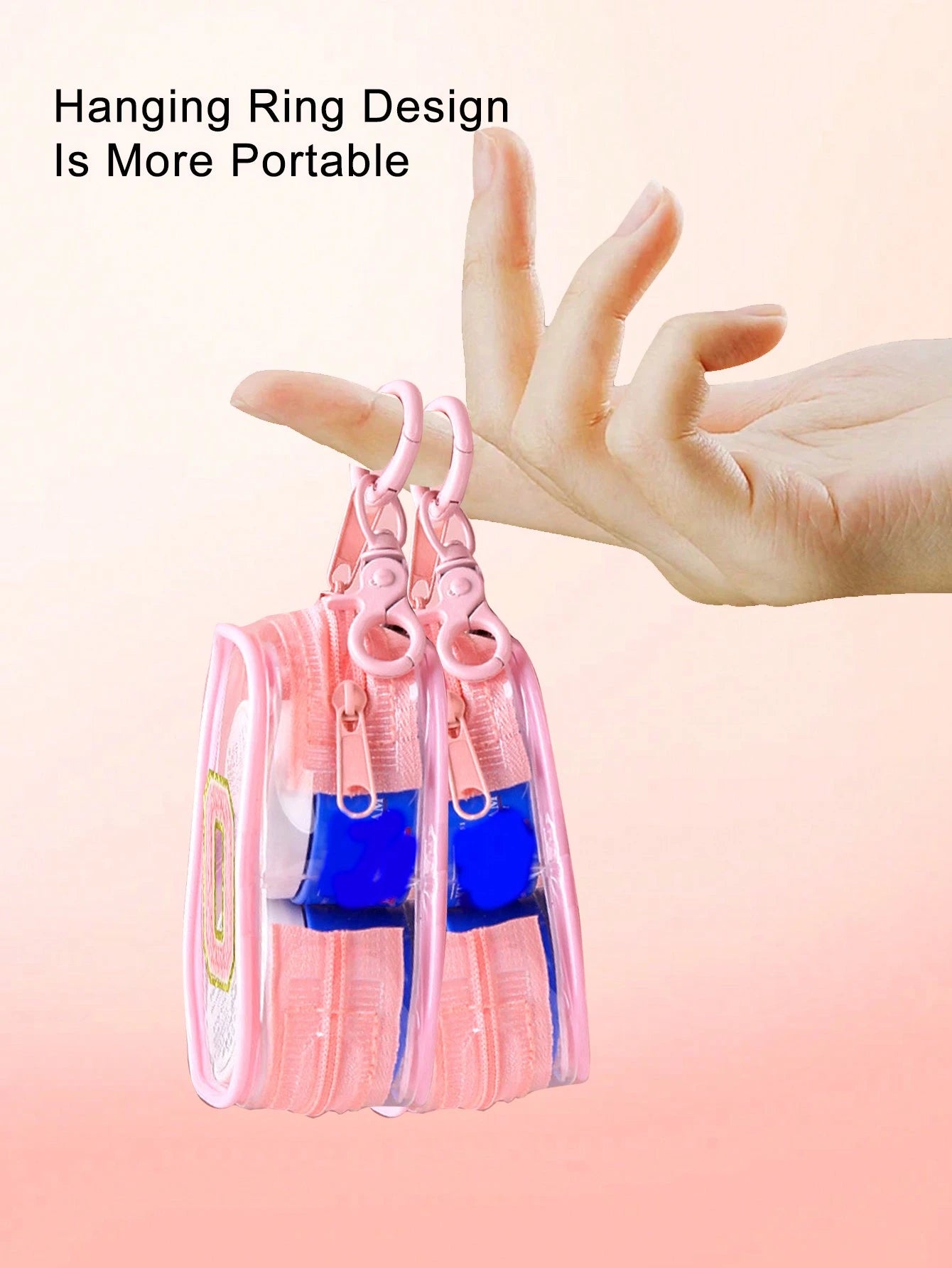 Portable Mini Transparent Zipper Storage Bag, Towel Embroidered Letter, Small Multi-Function Storage Bag, Earphone & Charger Storage Box With Keychain, Transparent Travel Accessories, Exquisite And Co