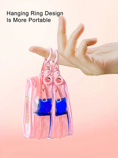 Portable Mini Transparent Zipper Storage Bag, Towel Embroidered Letter, Small Multi-Function Storage Bag, Earphone & Charger Storage Box With Keychain, Transparent Travel Accessories, Exquisite And Co