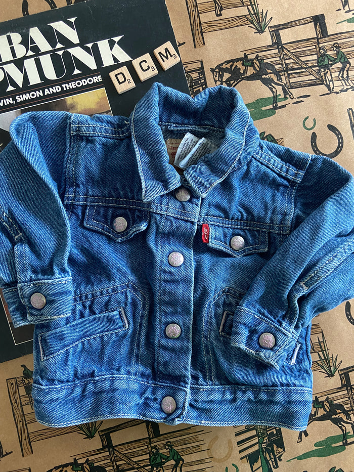 Pre-Loved Levi's Baby Girls Denim Jacket With Pink *18 Months - Deer Creek Mercantile