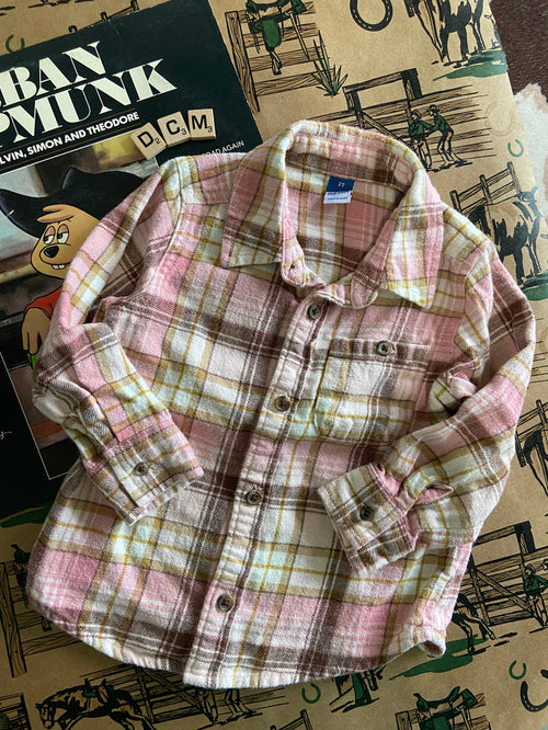 Pre-Loved Old Navy Pink/Brown Plaid Flannel Shirt Toddler Girls *Size 2T - Deer Creek Mercantile
