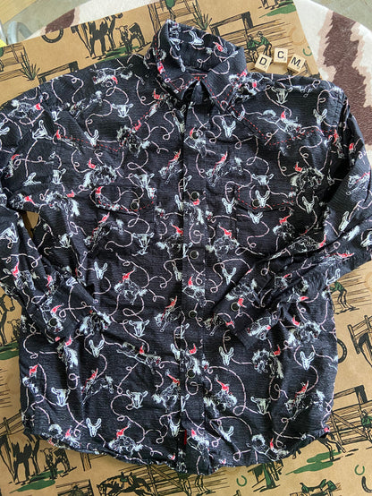 Pre-Loved Rock & Roll Denim Bronc Rider Pearl Snap Shirt *Youth Medium - Deer Creek Mercantile