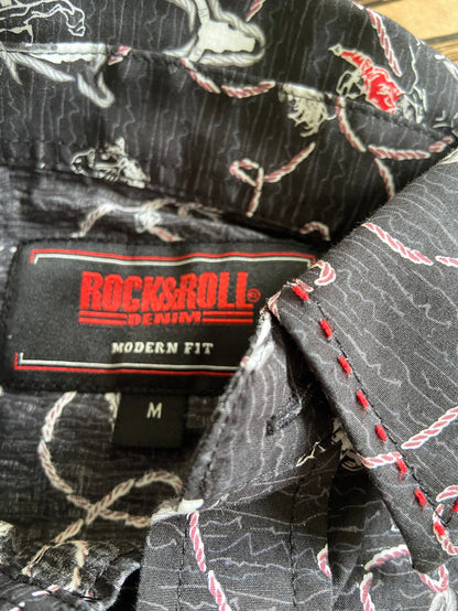 Pre-Loved Rock & Roll Denim Bronc Rider Pearl Snap Shirt *Youth Medium - Deer Creek Mercantile