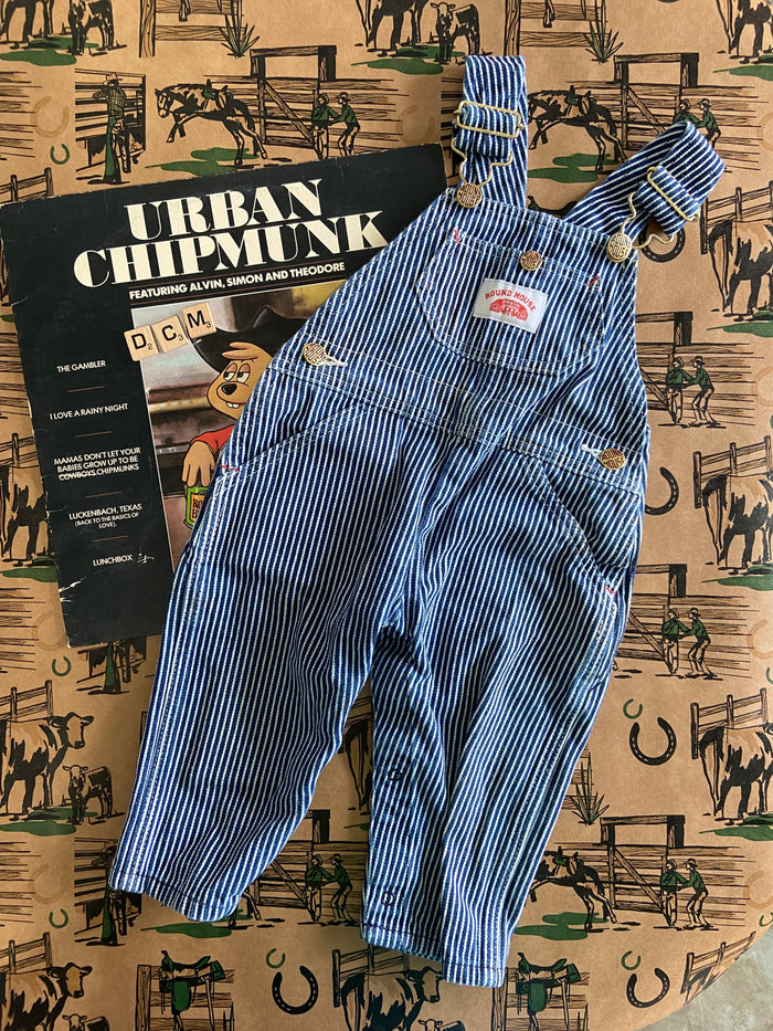 Pre-Loved Round House Railroad Stripe Blue/White Overalls *18 Months - Deer Creek Mercantile