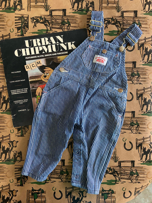 Pre-Loved Round House Railroad Stripe Blue/White Overalls *18 Months - Deer Creek Mercantile