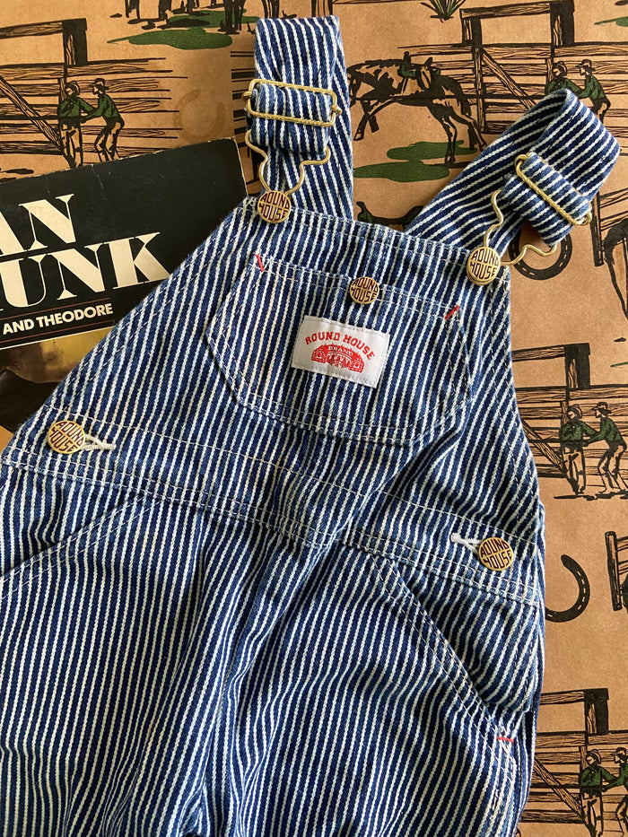 Pre-Loved Round House Railroad Stripe Blue/White Overalls *18 Months - Deer Creek Mercantile
