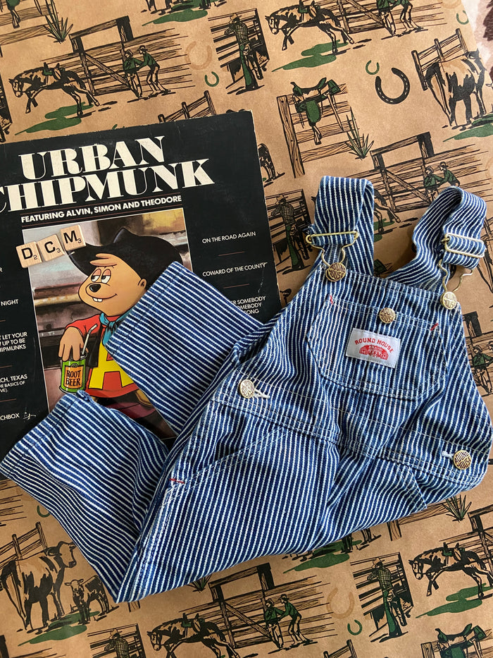 Pre-Loved Round House Railroad Stripe Blue/White Overalls *18 Months - Deer Creek Mercantile