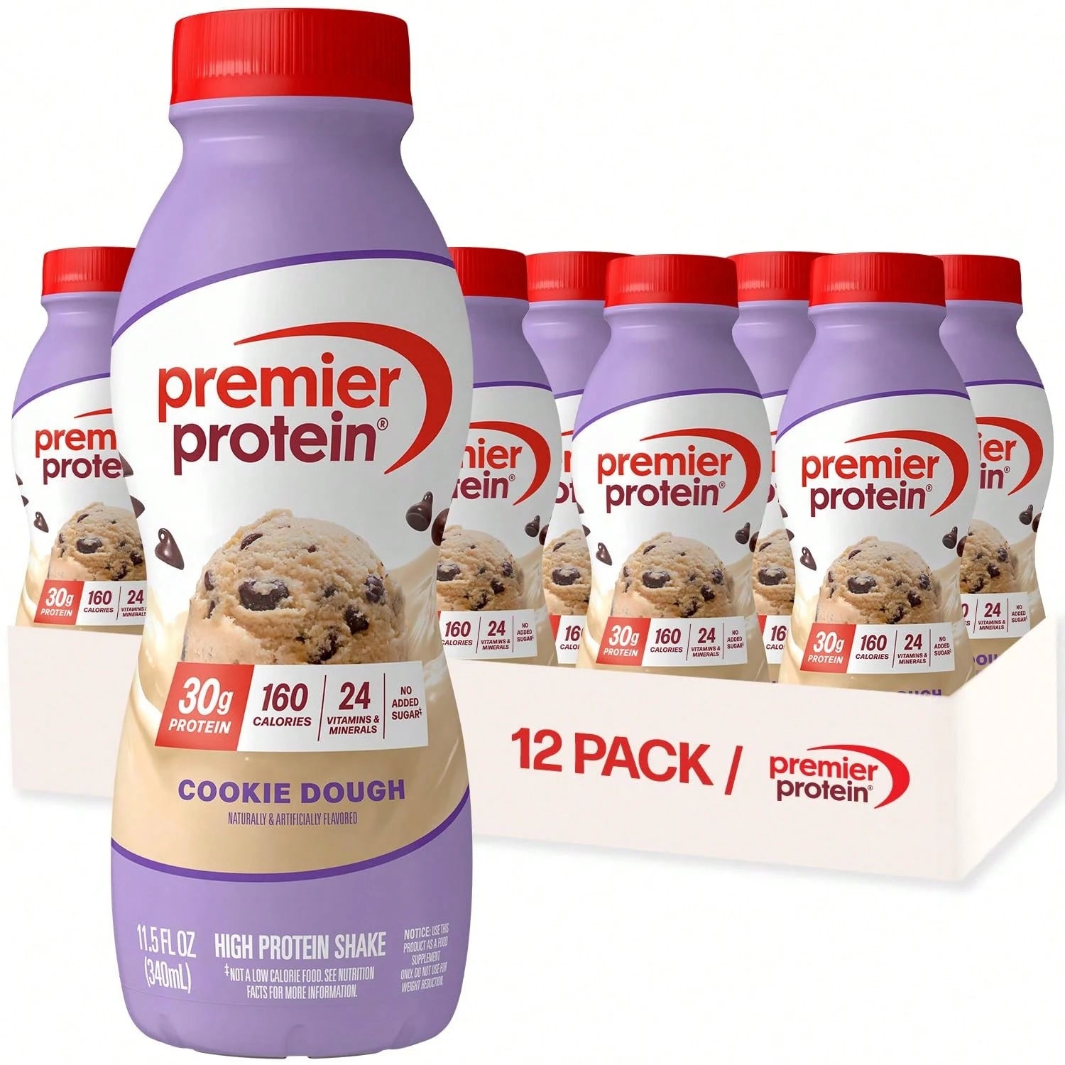 Premier Protein Shake, Chocolate, 30g Protein, No Added Sugar, 24 Vitamins & Minerals To Support Immune Health, Gluten-Free,11.5 Fl Oz (12 Pack)