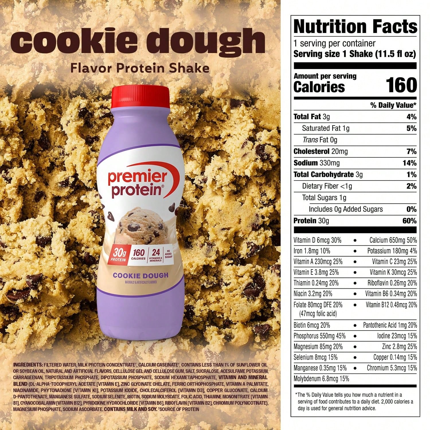 Premier Protein Shake, Chocolate, 30g Protein, No Added Sugar, 24 Vitamins & Minerals To Support Immune Health, Gluten-Free,11.5 Fl Oz (12 Pack)