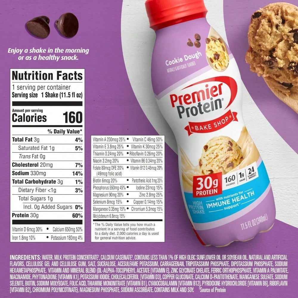 Premier Protein Shake, Chocolate, 30g Protein, No Added Sugar, 24 Vitamins & Minerals To Support Immune Health, Gluten-Free,11.5 Fl Oz (12 Pack)