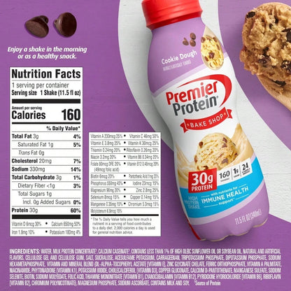 Premier Protein Shake, Chocolate, 30g Protein, No Added Sugar, 24 Vitamins & Minerals To Support Immune Health, Gluten-Free,11.5 Fl Oz (12 Pack)