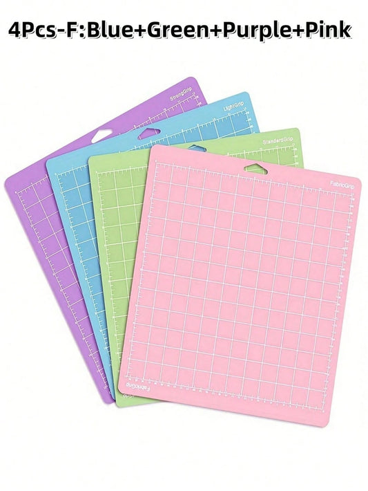 Premium Set Of 4 12x12 Inch Engraver Cutting Mats With 4 Viscosities- High Precision Non-Slip Mats For Laser Engraving, Vinyl Cutting, And Crafts, Self-Healing Surface To Protect Workbenches- Mesh B