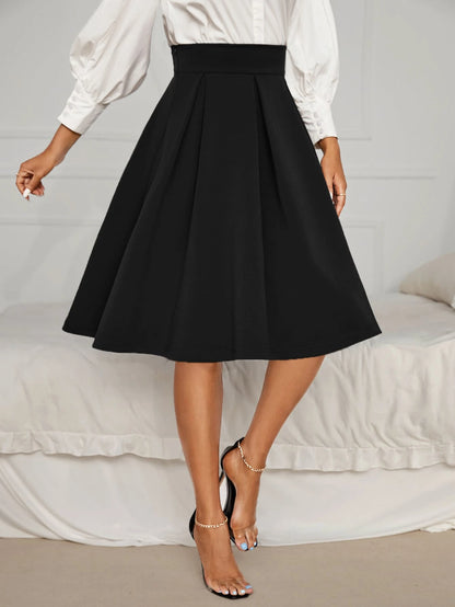Privé Solid High Waist Flared Skirt