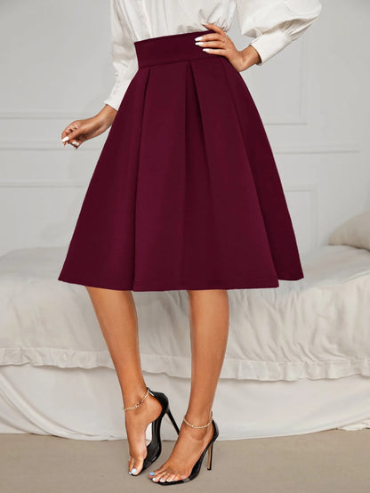 Privé Solid High Waist Flared Skirt