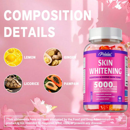 PSLALAE Skin Whitening- With L-Glutathione, Skin Lightening Supplement, Dark Spots, Anti-Aging & Antioxidant- 60pcs