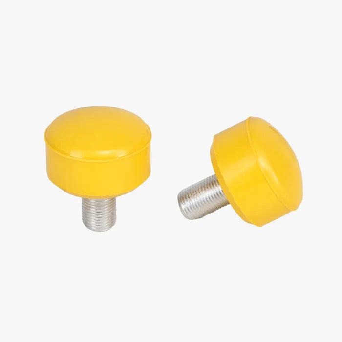 Two yellow stoppers on a white background