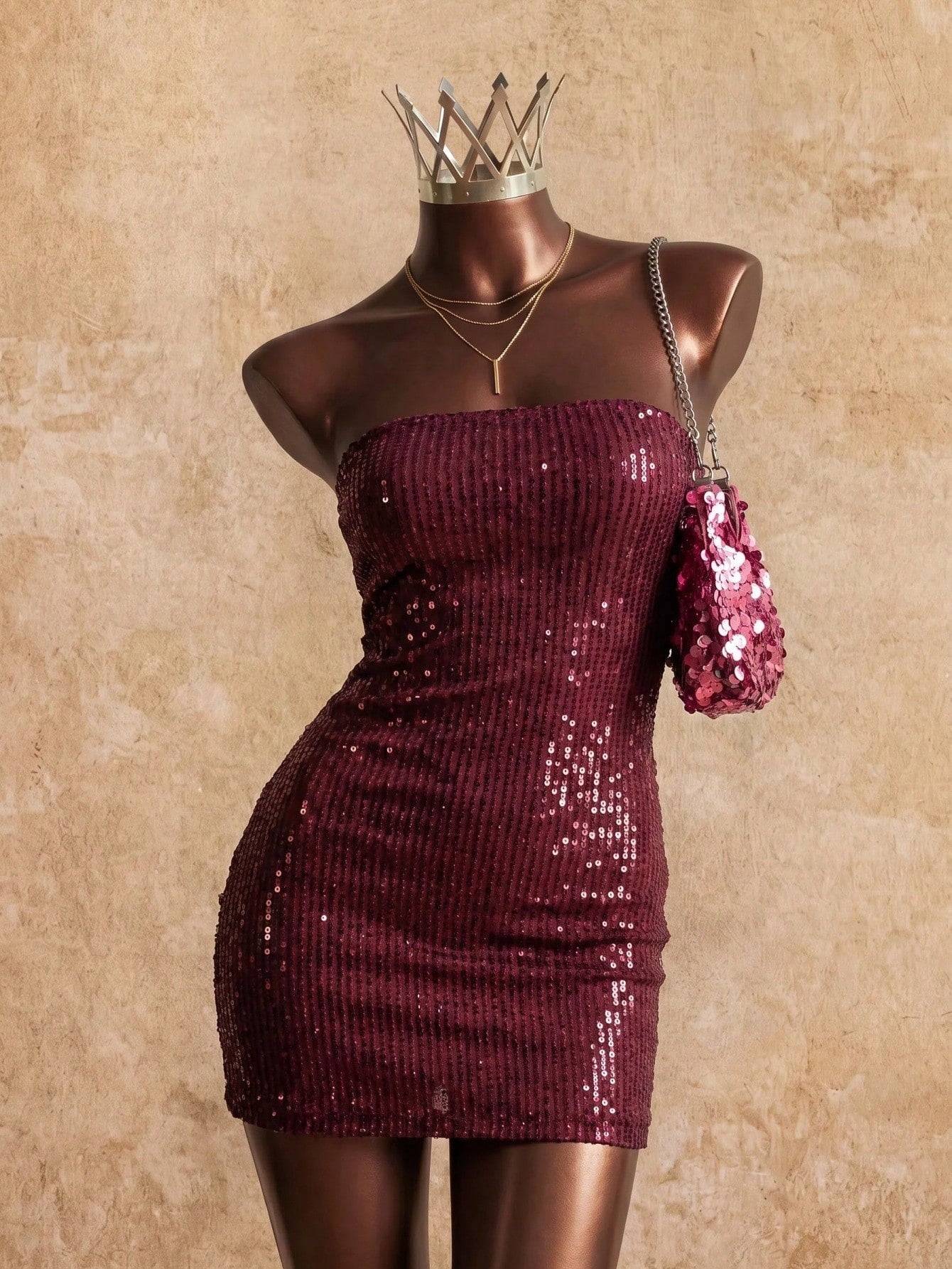 Rafferiza Sexy Party Champagne Sequin Mini Dress For Women