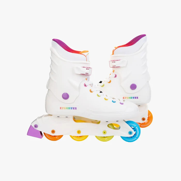White roller skates with colorful accents on a white background featuring the brand 'C7Skates'.