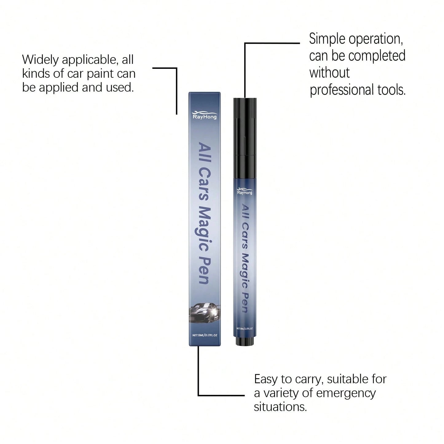 rayhong Car Scratch Repair Pen For Minor Paint Touch-Up, Auto Paint Repair Pen With Long-Lasting Coating For Car Care, Easy To Use, Professional Repair Solution, Suitable For Most Vehicles, Repairs Sc