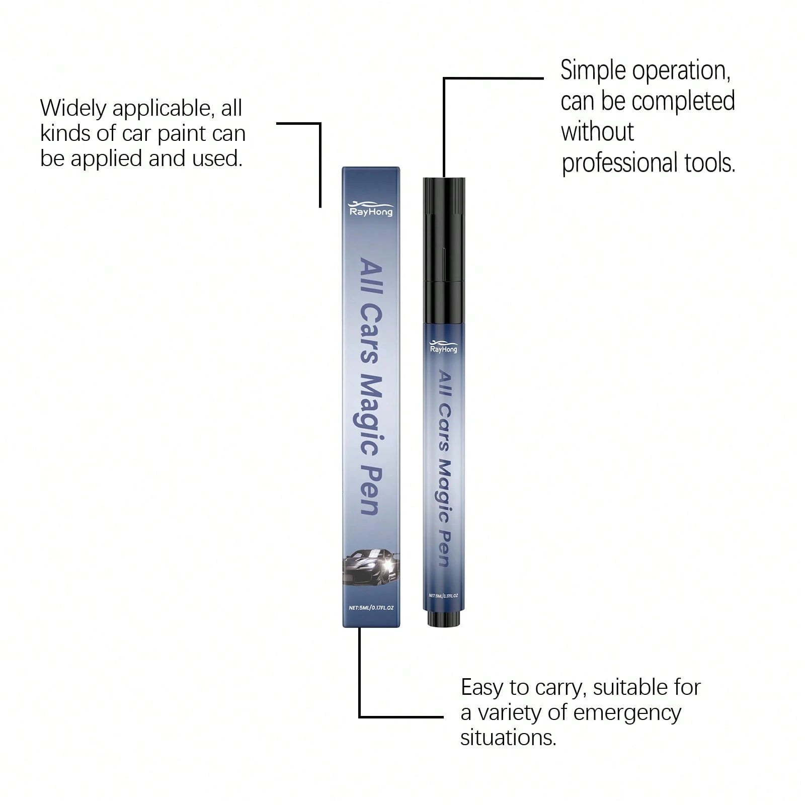 rayhong Car Scratch Repair Pen For Minor Paint Touch-Up, Auto Paint Repair Pen With Long-Lasting Coating For Car Care, Easy To Use, Professional Repair Solution, Suitable For Most Vehicles, Repairs Sc
