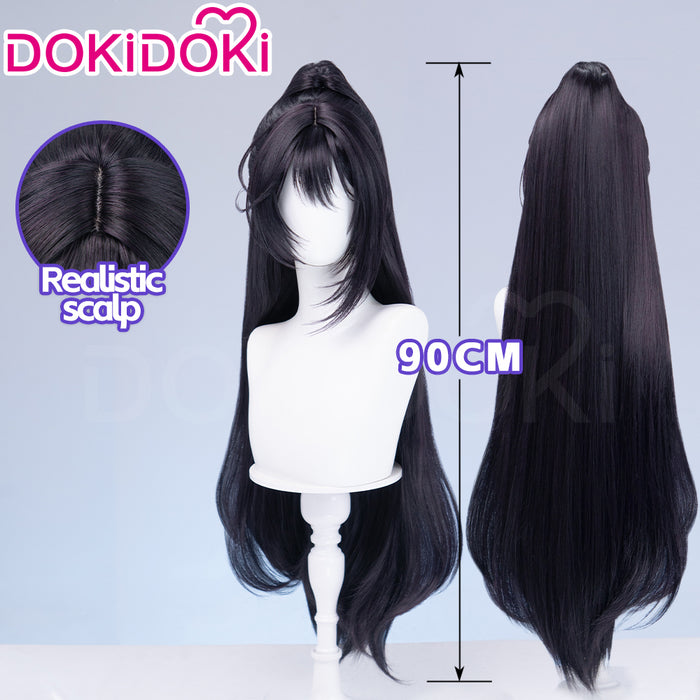 【Ready For Ship】DokiDoki Game Cosplay Wig Long Black Hair High Ponytail