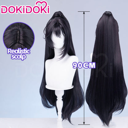 【Ready For Ship】DokiDoki Game Cosplay Wig Long Black Hair High Ponytail
