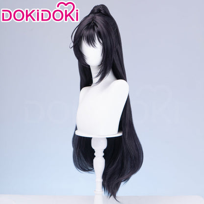 【Ready For Ship】DokiDoki Game Cosplay Wig Long Black Hair High Ponytail
