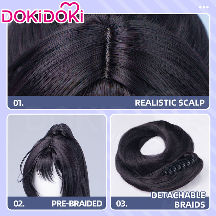 【Ready For Ship】DokiDoki Game Cosplay Wig Long Black Hair High Ponytail