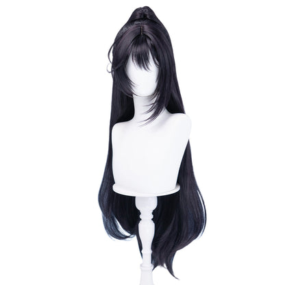 【Ready For Ship】DokiDoki Game Cosplay Wig Long Black Hair High Ponytail